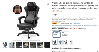 Silla de gaming con soporte lumbar de masaje por 89,99€