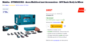Makita DTM52ZJX2 18V Li-Ion accu multitool body incl. accessoires in Mbox voor €285,81 bij Bol