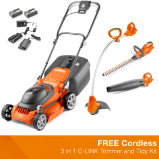 Receive eBay's Flymo EasiStore 340R Li cordless push lawn mower with free tool kit for £170.09