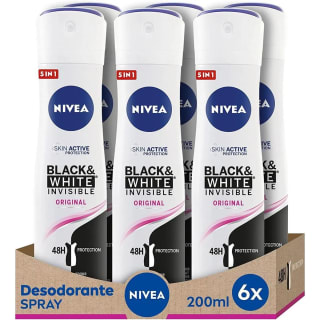 6 Unidades de Spray Invisible Black & White Desodorante Clear de 200ML por 8€