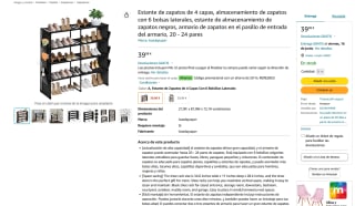 Zapatero 4 alturas con bolsillos laterales por solo 19,98€