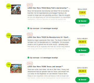 Tot 25% korting op diverse Star Wars Lego sets bij Proshop