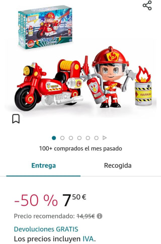 Pinypon Action - Moto de Bombero con 1 figurita por 7,50€.