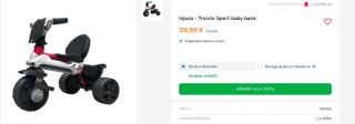 Triciclo Sport baby basic Injusa por 39.99€