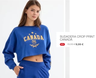 Sudadera Crop para Mujer Print Canada por 9.99€