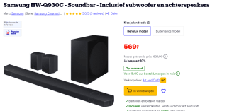 Samsung HW-Q930C - Soundbar - Inclusief subwoofer en achterspeakers voor €579 bij Bol.com