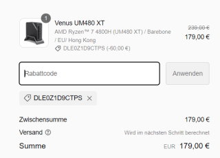 Venus UM480 XT AMD Ryzen™ 7 4800H (UM480 XT) Barebone voor €179 dmv code bij Minisforum