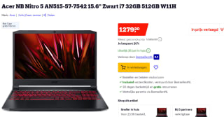 Acer Nitro 5 AN515-57-7542 laptop voor €1.279,20 bij Bol.com
