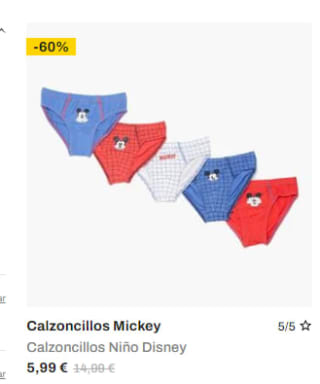 Recopilación ropa Disney desde 1,99€