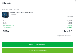 Juego de mesa Descent: Leyendas de las tinieblas por 114,49€