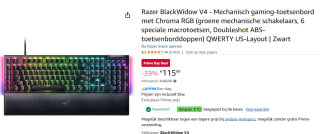 RAZER BlackWidow V4 Mechanical Gamingtoetsenbord voor €105,99 dmv code met Amazon prime