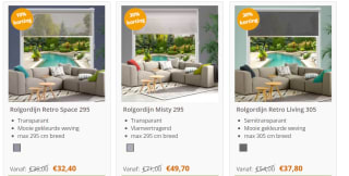 Tot 30% korting op geselecteerde rolgordijnen bij Raamdecoratieshop