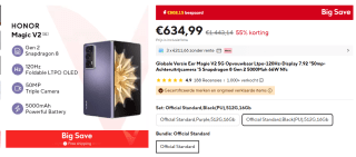 Honor Magic V2 512GB voor €634,99 bij Aliexpress