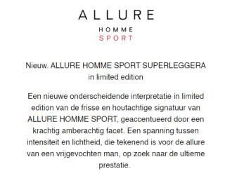 Sample Chanel Allure Homme Sport Superleggera gratis aan te vragen