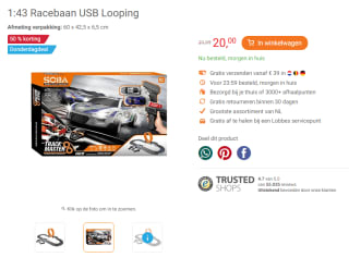 50% korting op 1:43 Racebaan USB Looping bij Lobbes