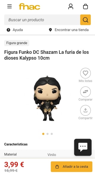Funko Pop DC Shazam La Furia de los dioses Kalipso por 3,99€.