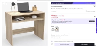 Mesa escritorio con balda Dormidan por 40,96€ (28,90€ cuenta nueva)
