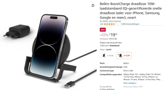Belkin Qi wireless charger met standaard voor 19,99 bij Amazon
