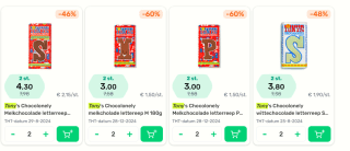 Tony Chocolonely repen/letters vanaf €1 bij Foodello