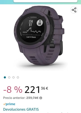 Reloj inteligente GARMIN INSTINCT 2s Deep Orchid 40mm por 221,36€.