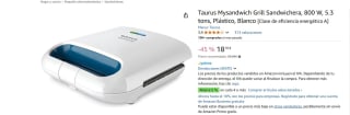Sanwichera Taurus Mysandwich Grill por 18,10€