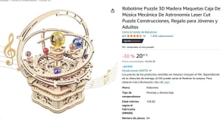 Puzzle 3D Madera Maquetas Caja De Música Mecánica De Astronomía marca Robotime por 20,97€