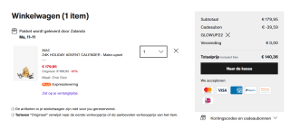 MAC adventskalender make-up set voor €140,36 dmv code bij Zalando