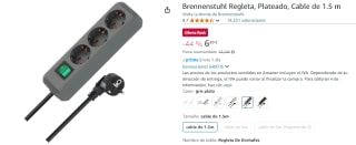 Brennenstuhl Regleta con cable de 1.5 m por 6,80€