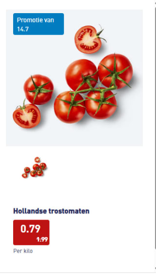 1 Kg Hollandse Trostomaten voor €0,79 bij de Aldi