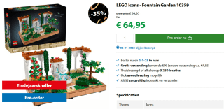 Lego Icons Tuin met fontein (10359) voor €64,95 bij Goodbricks
