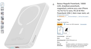 Baseus Magsafe Powerbank 10000 mAh wit voor €25,79 bij Amazon