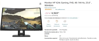 Monitor HP X24c 23.6" a $4,969 en Amazon