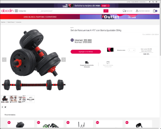 Set de Mancuernas K-FIT con Barra Ajustable 30Kg por solo $32.990
