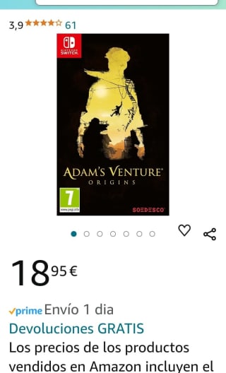 Adam's Venture Origins Nintendo Switch por 18,95€.