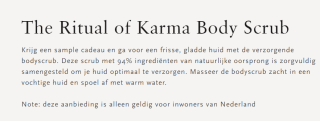 Gratis sample The Ritual of Karma Body Scrub