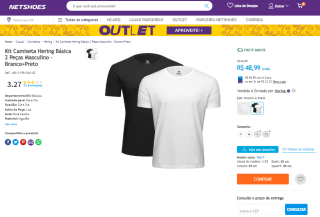 Kit com 2 peças de Camiseta Masculina da Hering - R$ 48,99