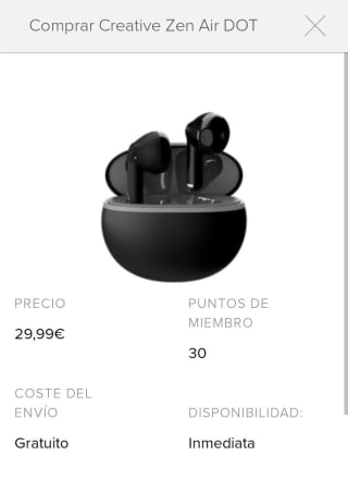 CREATIVE Zen Air Dot Cascos intraurales Ligeros por 29,99€.