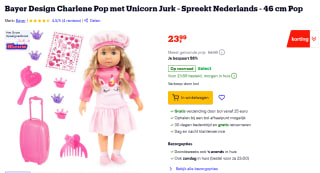 Bayer Design Charlene Pop met Unicorn Jurk 46cm voor €23,99 bij Bol