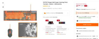 Dragon Ball Super Gaming Pack Teclado + Ratón + Alfombrilla por 27€