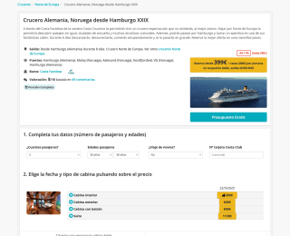 Crucero de 8 días por los fiordos Noruegos desde Hamburgo desde 599€