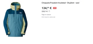 Chaqueta con aislamiento The North Face Freedom para hombre por 134.99€