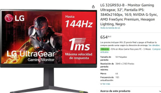 LG 32GR93U-B gaming monitor voor €654,96 bij Amazon.es