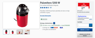 Palomitero de 1200W por 7,99€