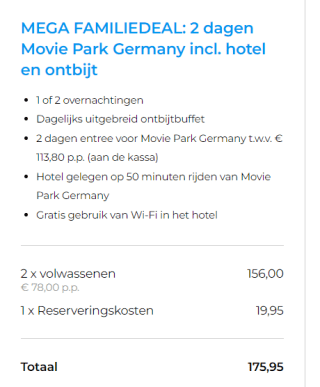 2 dagen Movie Park Germany incl. hotel en ontbijt voor €78 p.p via Weekendjeweg
