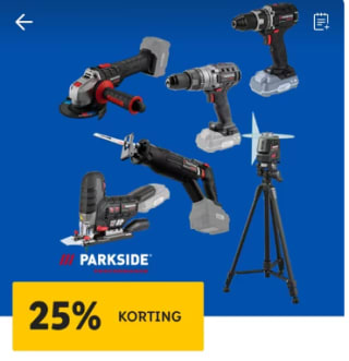 25% korting op Parkside Performance accu's en apparaten in de Lidl webshop
