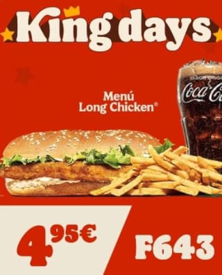 Burger King Menú Long Chicken por 4,95€