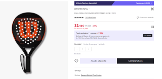 Pala de Padel Wilson Pro Staff Speed Bkor por 20.46€