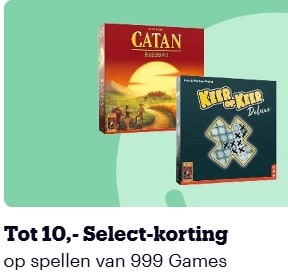 Tot €10 Select-korting op 999 Games bij Bol.