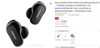 Bose QuietComfort Noise Cancelling Earbuds II voor €219,99 bij Amazon.nl