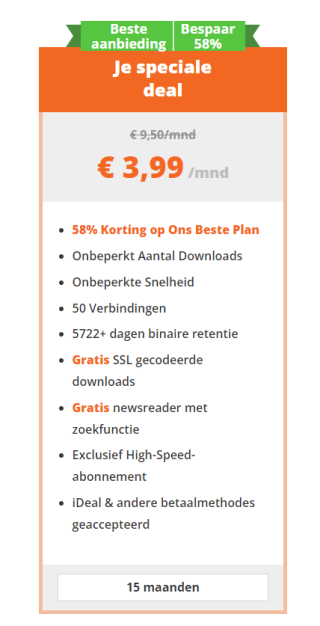15 maanden Usenet pakket voor €3,99 per maand via Eweka